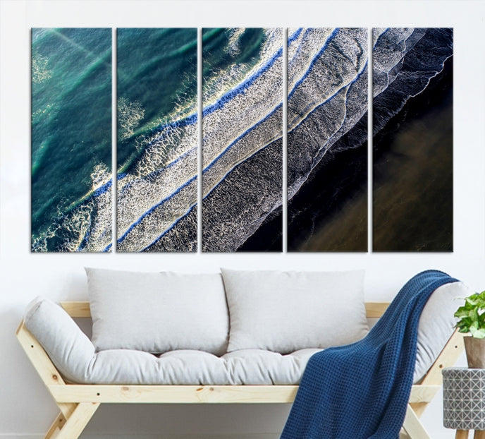 Large Aerial Seashore Ocean Wall Art Canvas Print