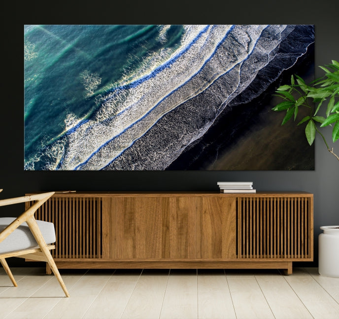 Large Aerial Seashore Ocean Wall Art Canvas Print