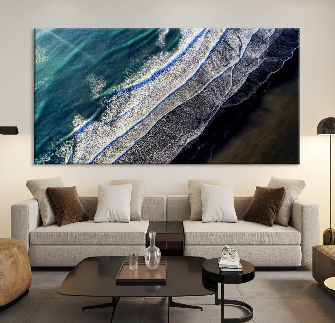 Large Aerial Seashore Ocean Wall Art Canvas Print