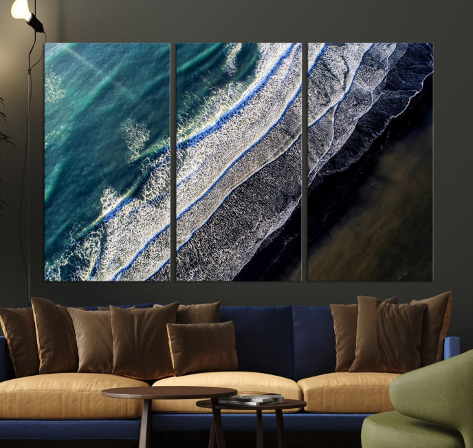 Large Aerial Seashore Ocean Wall Art Canvas Print