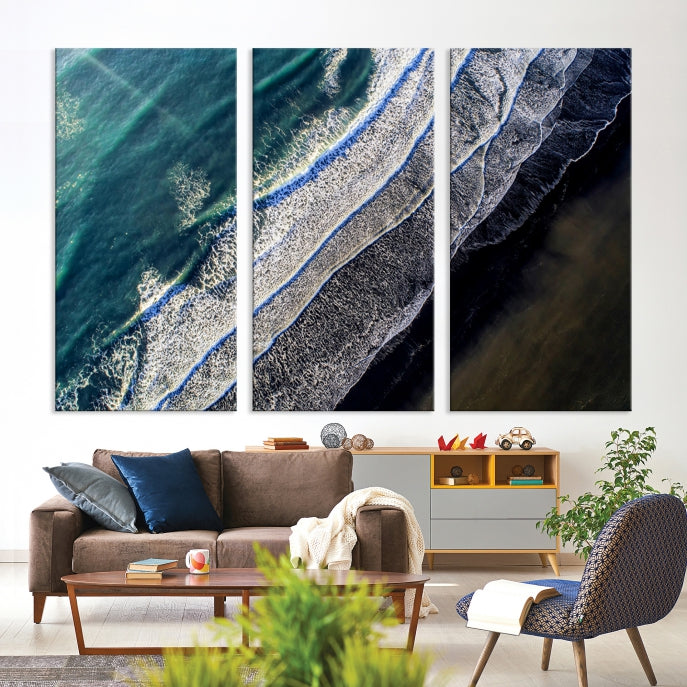 Large Aerial Seashore Ocean Wall Art Canvas Print