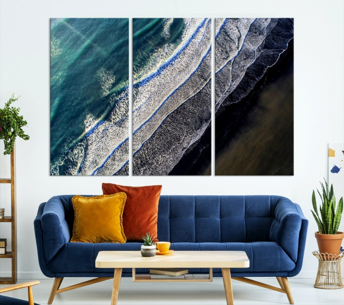 Large Aerial Seashore Ocean Wall Art Canvas Print