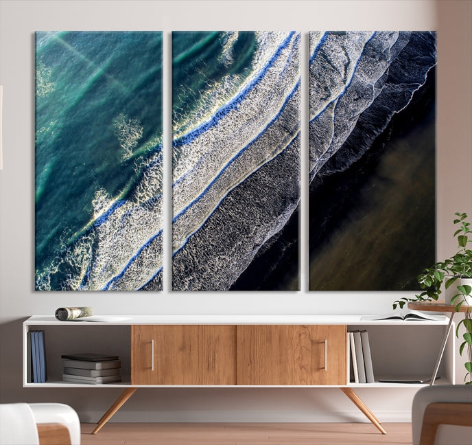 Large Aerial Seashore Ocean Wall Art Canvas Print