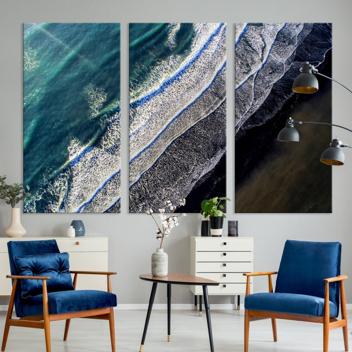 Large Aerial Seashore Ocean Wall Art Canvas Print