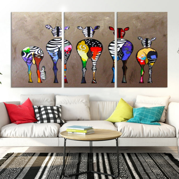 Large African Wall Art Zebra Animal Abstract Canvas Print