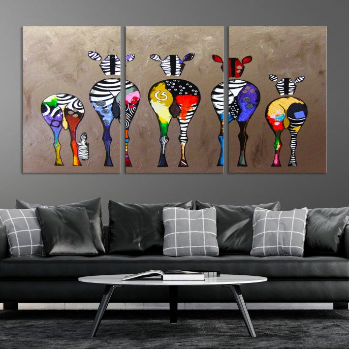 Large African Wall Art Zebra Animal Abstract Canvas Print