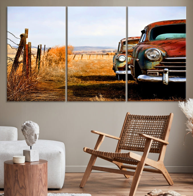 Large Antique Car Old Jalopy Wall Art Canvas Print