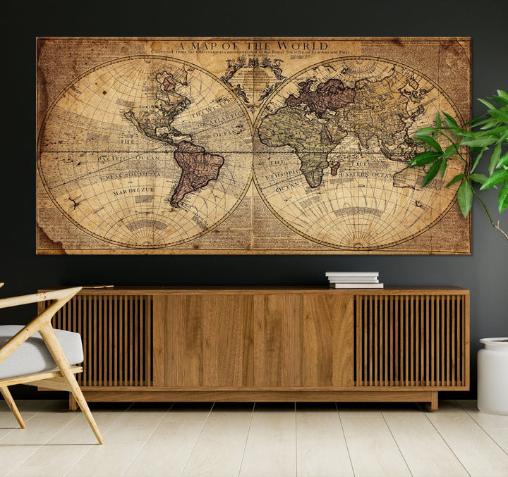 Large Antique World Map Atlas