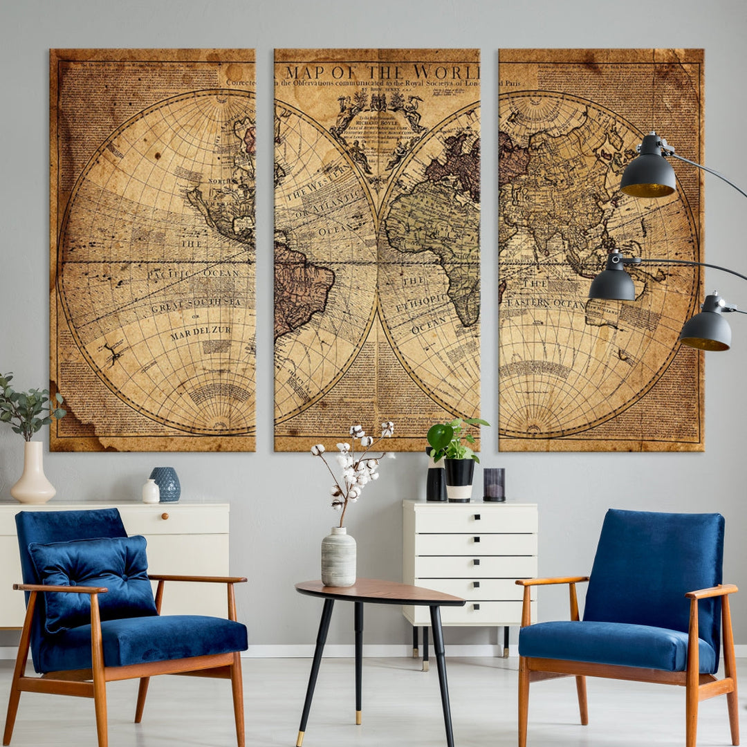 Large Antique World Map Atlas