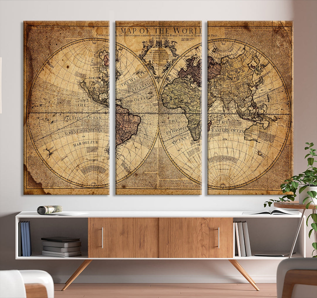 Large Antique World Map Atlas