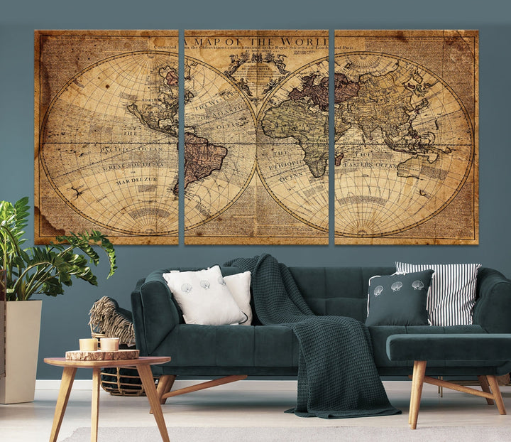 Large Antique World Map Atlas