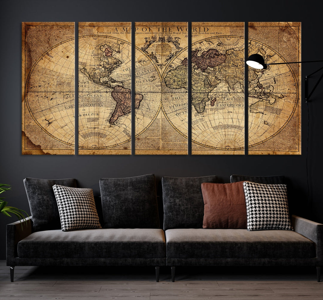 Large Antique World Map Atlas