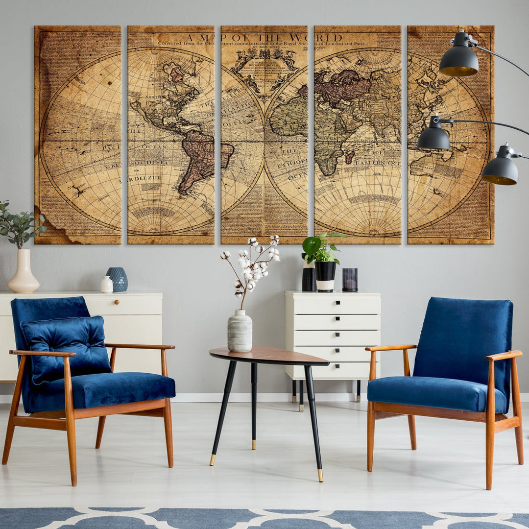 Large Antique World Map Atlas