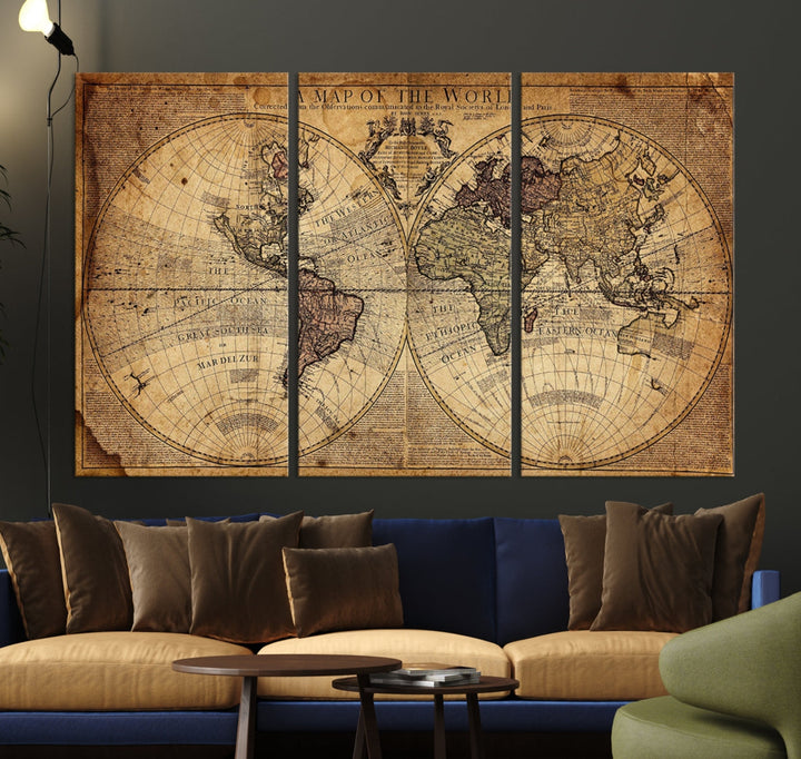 Large Antique World Map Atlas