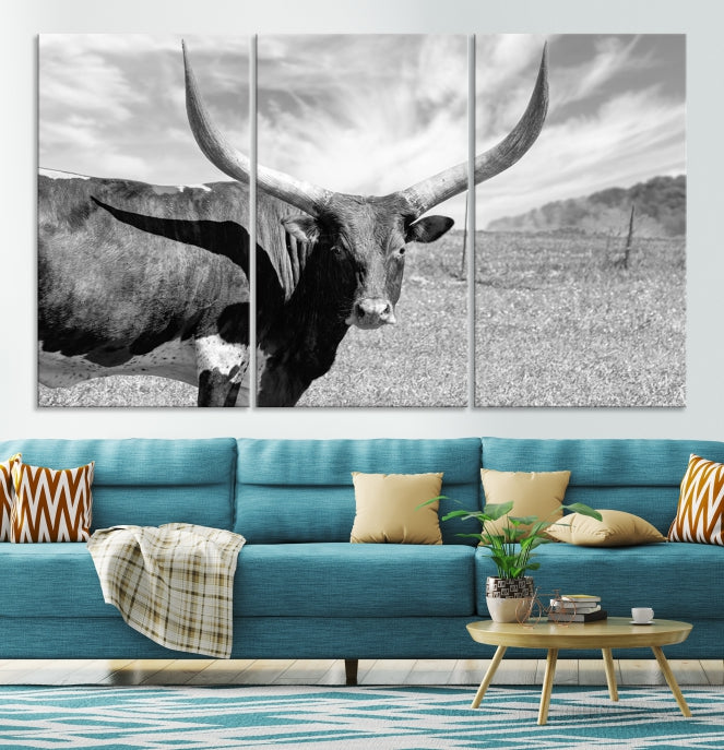 Large Cattle Wall Art Longhorn Cow Canvas Print