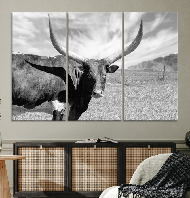 Large Cattle Wall Art Longhorn Cow Canvas Print