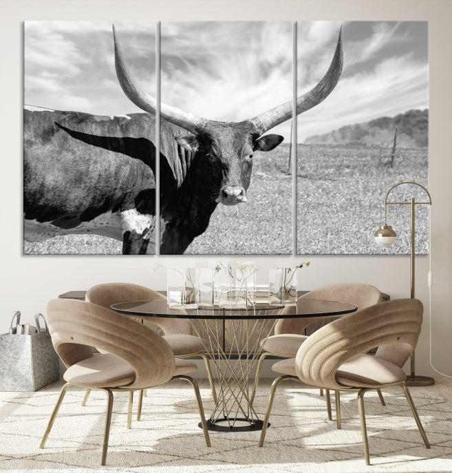 Large Cattle Wall Art Longhorn Cow Canvas Print