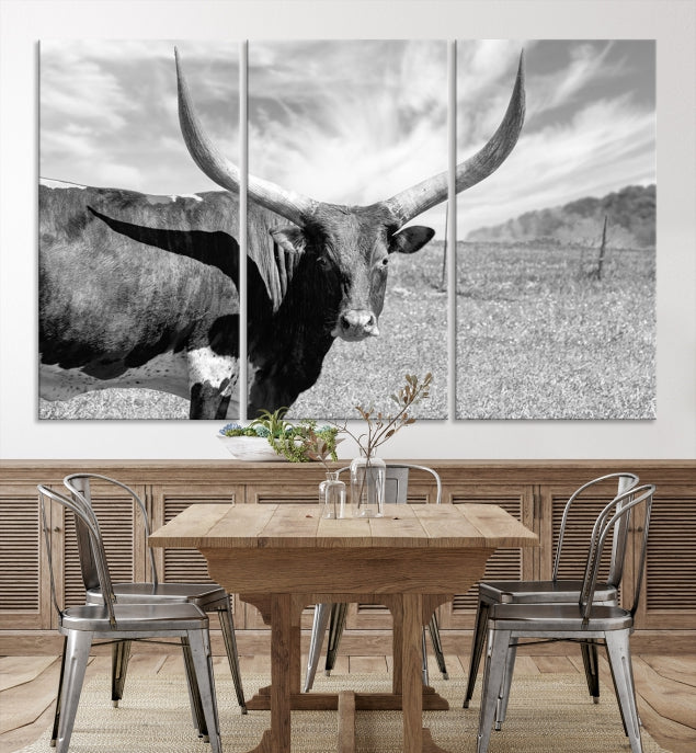 Large Cattle Wall Art Longhorn Cow Canvas Print