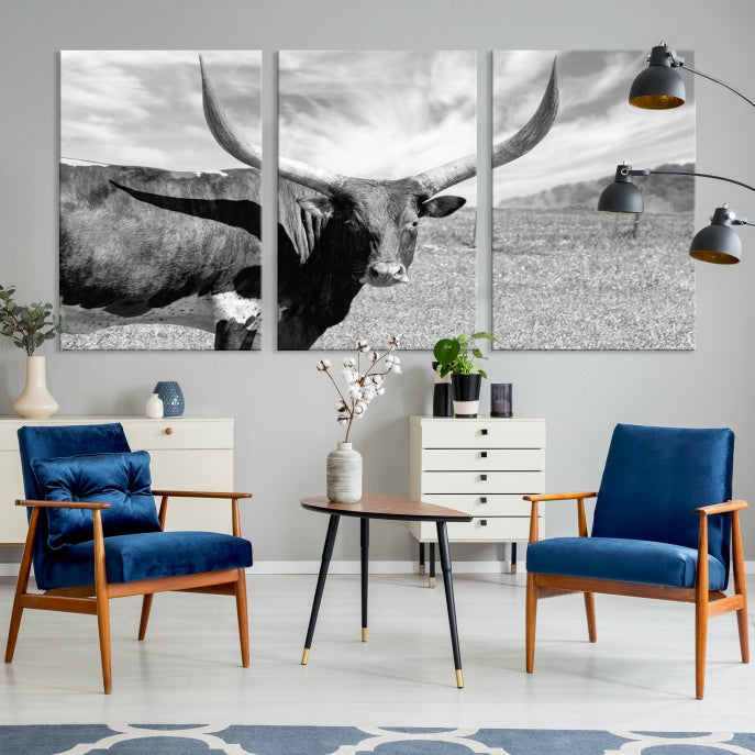 Large Cattle Wall Art Longhorn Cow Canvas Print