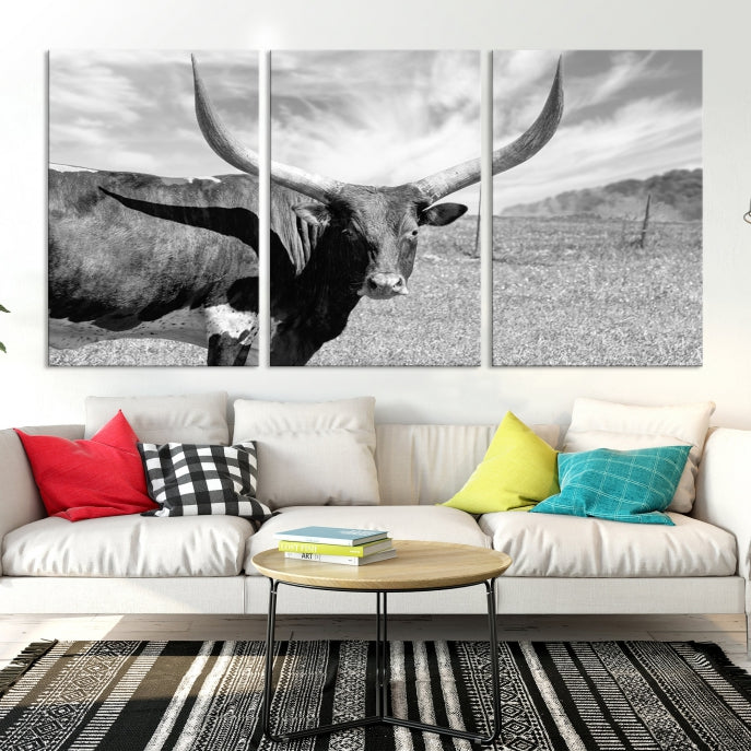 Large Cattle Wall Art Longhorn Cow Canvas Print