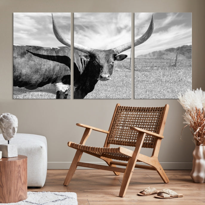 Large Cattle Wall Art Longhorn Cow Canvas Print