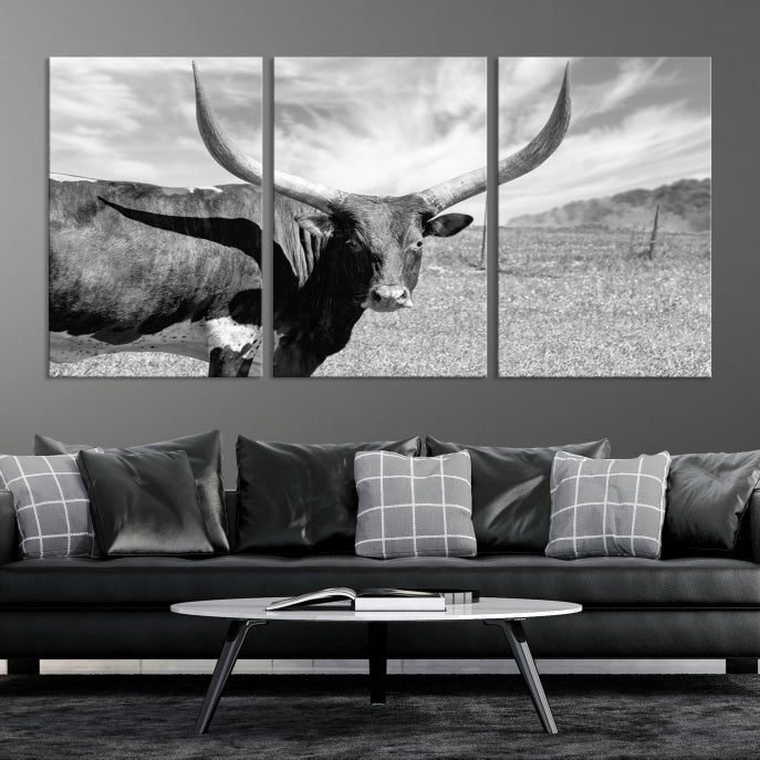 Large Cattle Wall Art Longhorn Cow Canvas Print