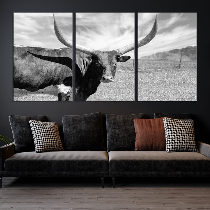 Large Cattle Wall Art Longhorn Cow Canvas Print