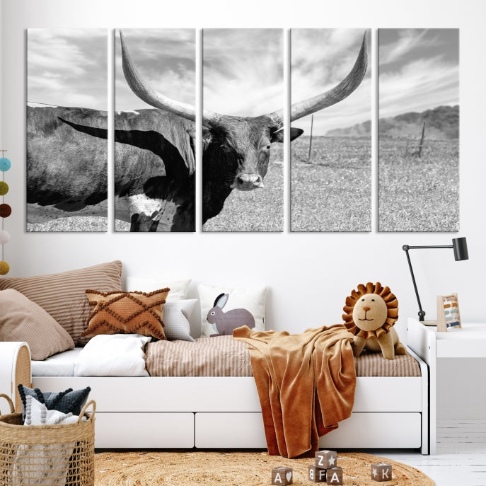 Large Cattle Wall Art Longhorn Cow Canvas Print