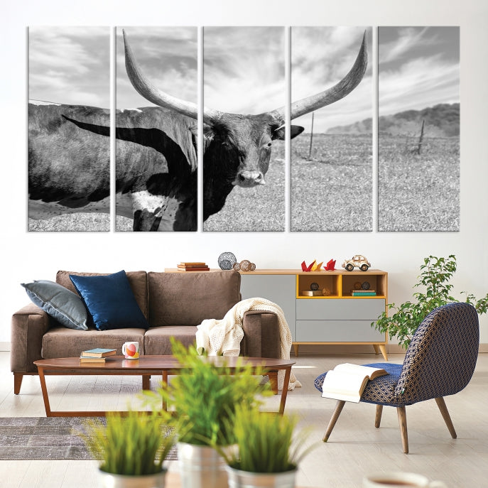 Large Cattle Wall Art Longhorn Cow Canvas Print