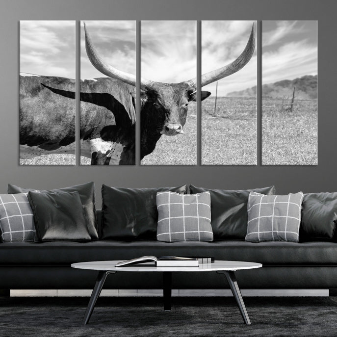 Large Cattle Wall Art Longhorn Cow Canvas Print