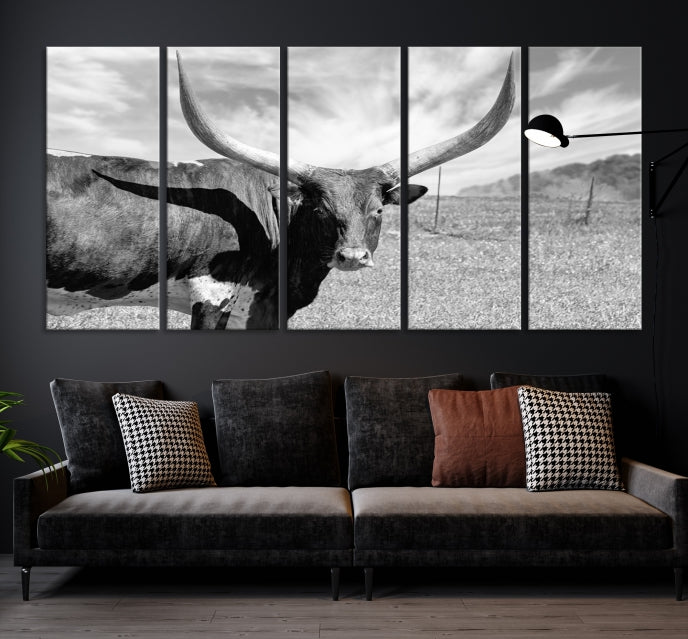 Large Cattle Wall Art Longhorn Cow Canvas Print