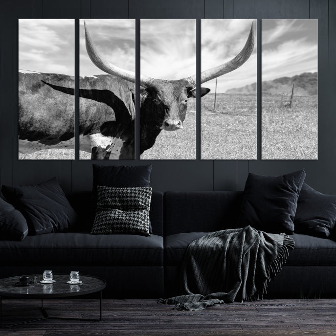 Large Cattle Wall Art Longhorn Cow Canvas Print