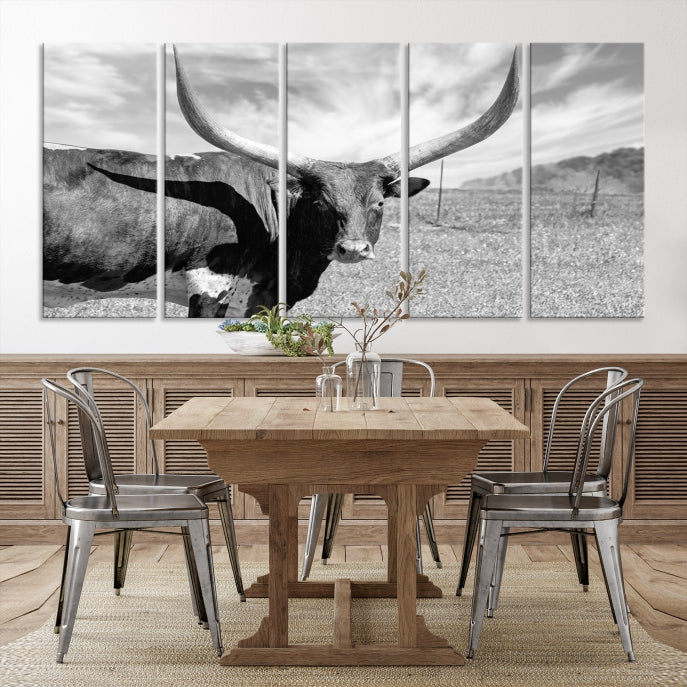 Large Cattle Wall Art Longhorn Cow Canvas Print