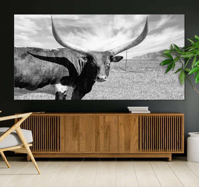 Large Cattle Wall Art Longhorn Cow Canvas Print