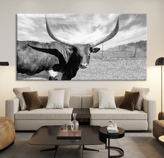 Large Cattle Wall Art Longhorn Cow Canvas Print