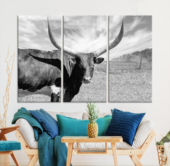 Large Cattle Wall Art Longhorn Cow Canvas Print