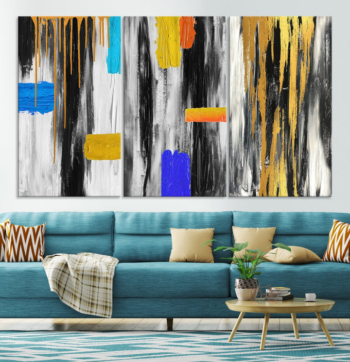 Large Colorful Abstract Painting Modern Canvas Wall Art Bedroom Design