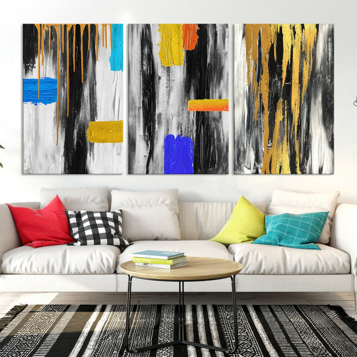 Large Colorful Abstract Painting Modern Canvas Wall Art Bedroom Design