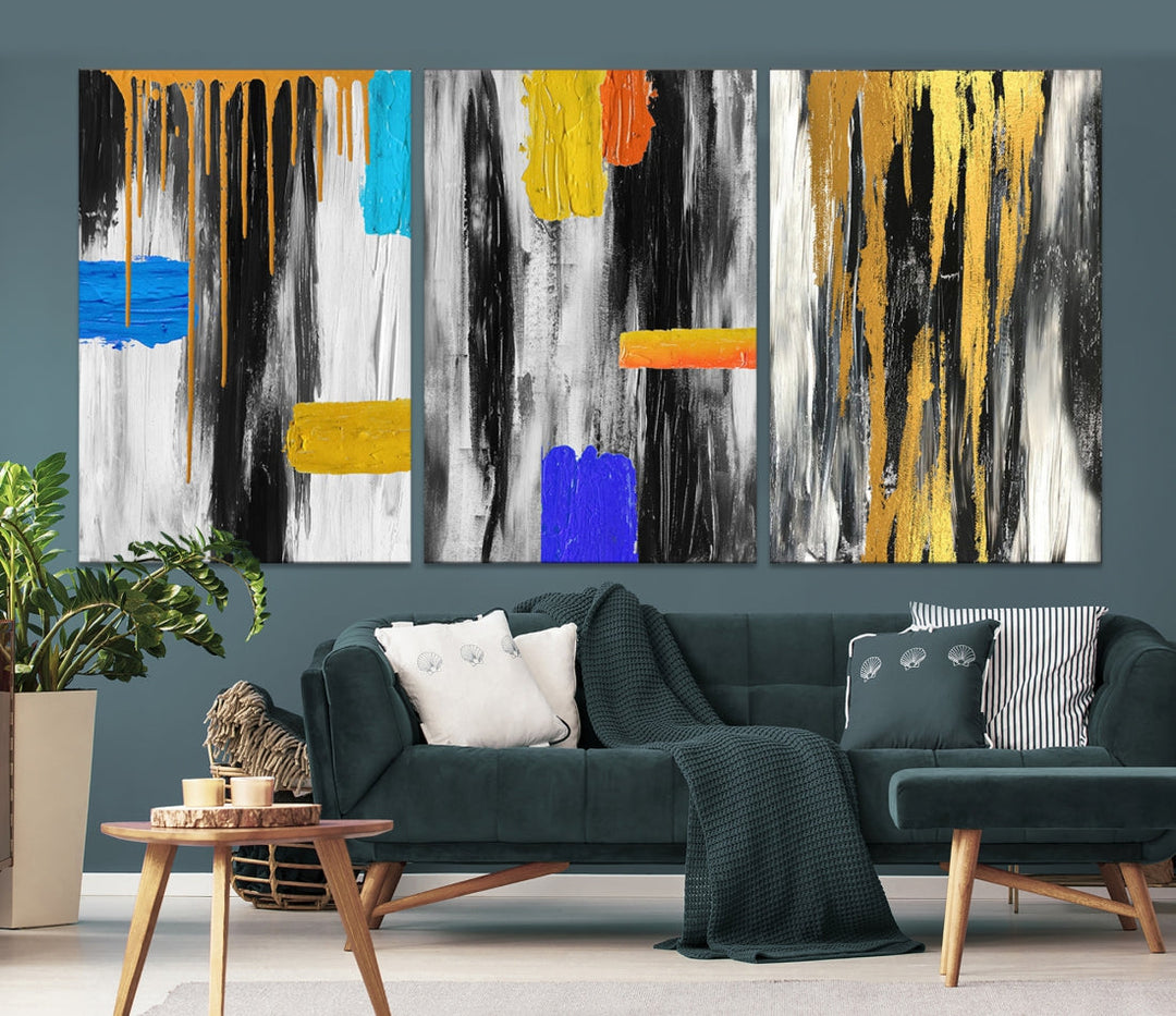 Large Colorful Abstract Painting Modern Canvas Wall Art Bedroom Design