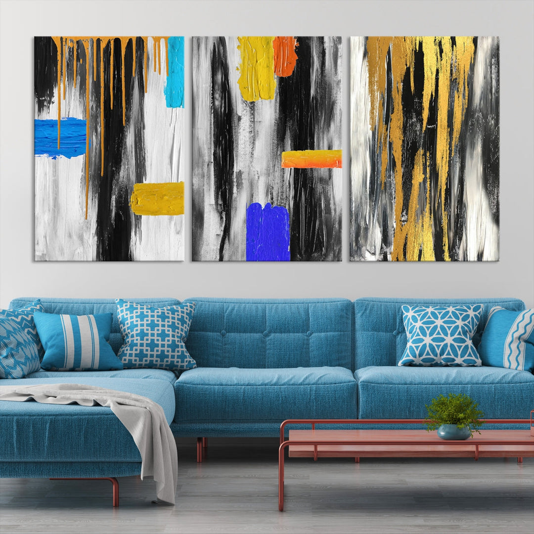 Large Colorful Abstract Painting Modern Canvas Wall Art Bedroom Design