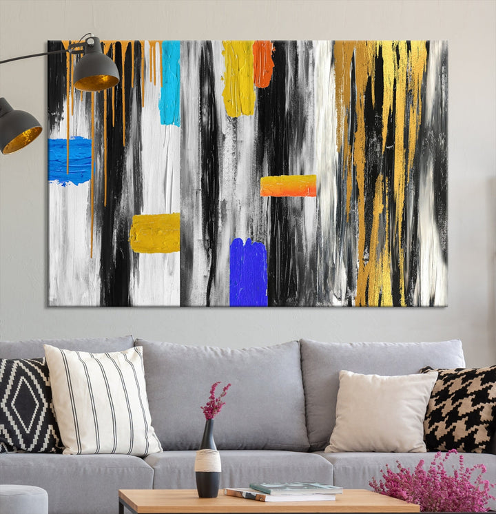 Large Colorful Abstract Painting Modern Canvas Wall Art Bedroom Design