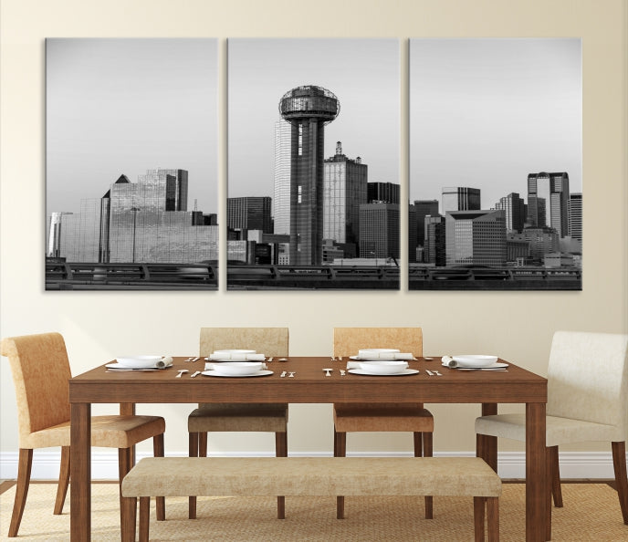 Large Dallas City Skyline Print Cityscape Canvas Wall Art