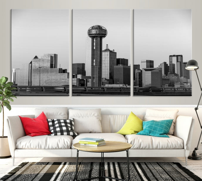 Large Dallas City Skyline Print Cityscape Canvas Wall Art