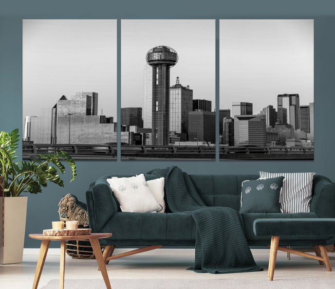 Large Dallas City Skyline Print Cityscape Canvas Wall Art