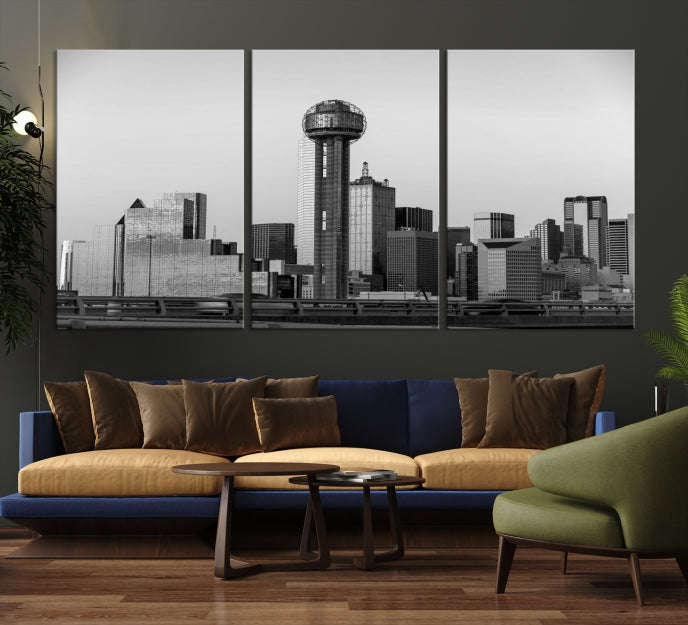 Large Dallas City Skyline Print Cityscape Canvas Wall Art