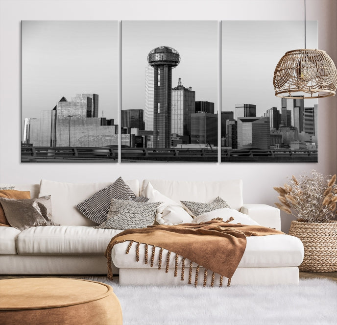 Large Dallas City Skyline Print Cityscape Canvas Wall Art