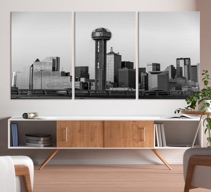 Large Dallas City Skyline Print Cityscape Canvas Wall Art