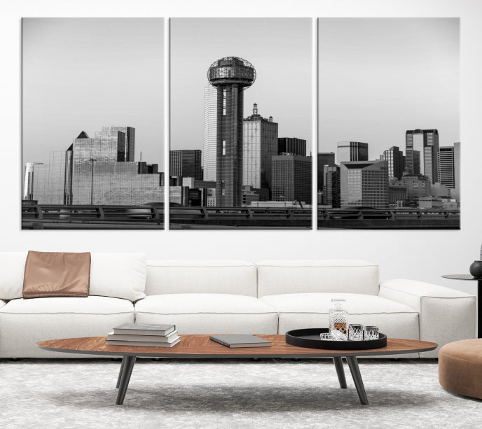 Large Dallas City Skyline Print Cityscape Canvas Wall Art