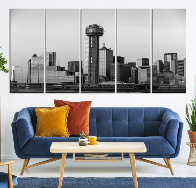 Large Dallas City Skyline Print Cityscape Canvas Wall Art