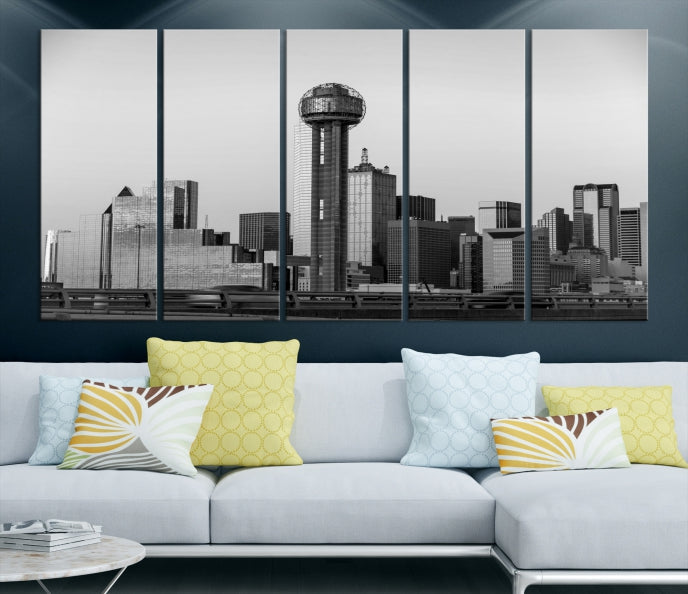 Large Dallas City Skyline Print Cityscape Canvas Wall Art